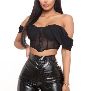 Fashion Nova Dreaming About Us Corset Top - Black